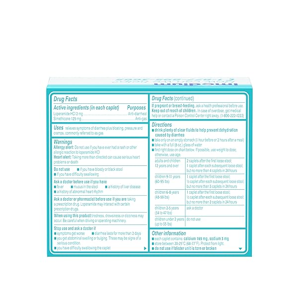 IMODIUM MULTI-SYMPTOM RELIEF CAPLETS WITH LOPERAMIDE HYDROCHLORIDE & SIMETHICONE, ANTI-DIARRHEAL MEDICINE FOR TREATMENT OF DIARRHEA, GAS, BLOATING, CRAMPS & PRESSURE, TRAVELER’S DIARRHEA, 24 CT