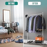 Klass Home Collection Portable Heavy Duty Clothes Rail with Storage Shelf White view 7