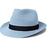 Funky Junque Straw Fedora Hat Beach Summer Short Brim Packable Sun Trilby Unisex UPF 50+