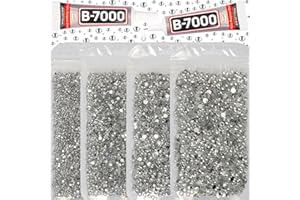 WORTHOFBEST b7000 Glue for 30200Pcs Silver Clear Resin Rhinestones Flatback for Crafts Clothing Clothes Shoes Fabric Crafting DIY Decor, Flat Back Crystals Diamonds Gems Bulk Bedazzer Kit with Rhinestones 2-5mm