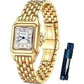 SEENERO Gold Watches for Women with Rectangular Case Analog Roman Dial Minimalist Ladies Watch Water Resistant & Gifts for Women