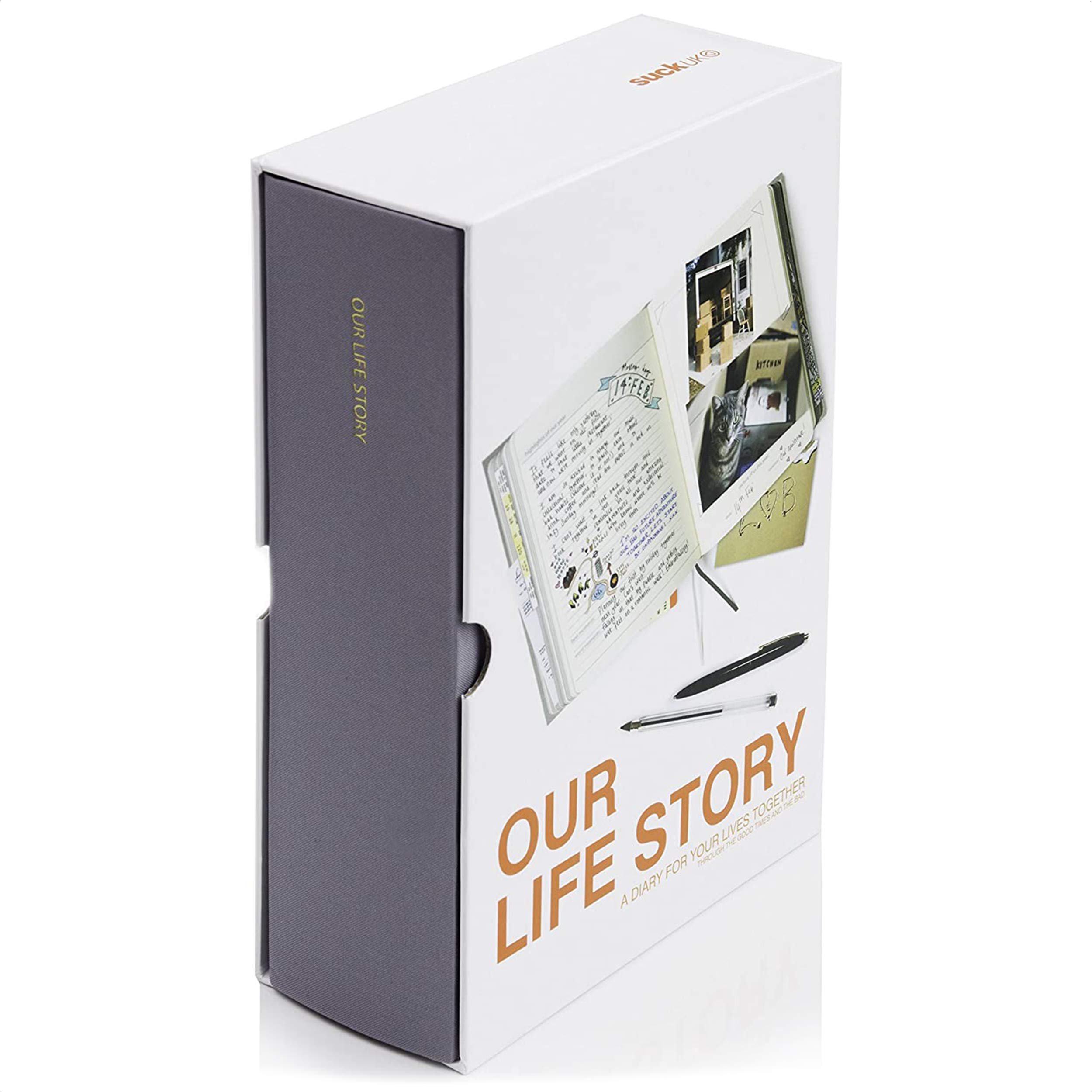 Suck UK Our Life Story Journal - 100 Year Memory Book & Gray Hardcover Diary | Personalized Baby Book | Timeless Scrapbook | Document Lifetime Milestones & Family Adventures | Ideal Novelty Gift