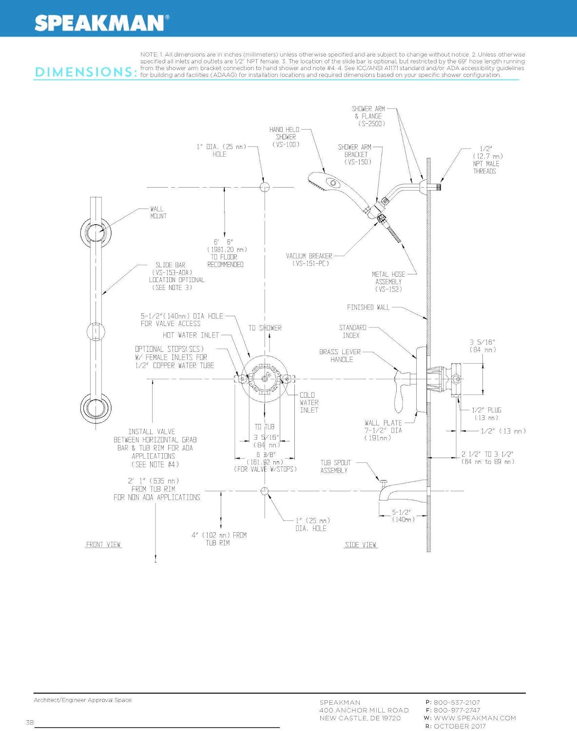 Speakman Sm 3090 Ada Sentinel Mark Ii Ada Tub And Shower Combination Polished Chrome Faucet Handles Amazon Com