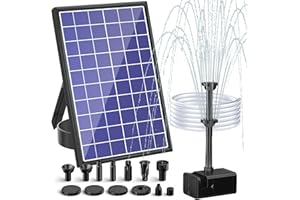 POPOSOAP Solar Water Pump Built-in 3000mAh Battery, 8W Solar Bird Bath Pump with 16.64Ft Cable, 8 Nozzles & PVC Tubing, Solar Pond Pump for Bird Bath Garden Fish Tank Pond Water Feature