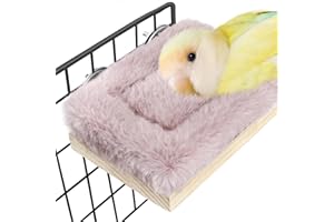 MYGEROMON Bird Hammock Bed for Cage Parrot Perch Wooden Parakeet Sleeping Platform Winter Accessories