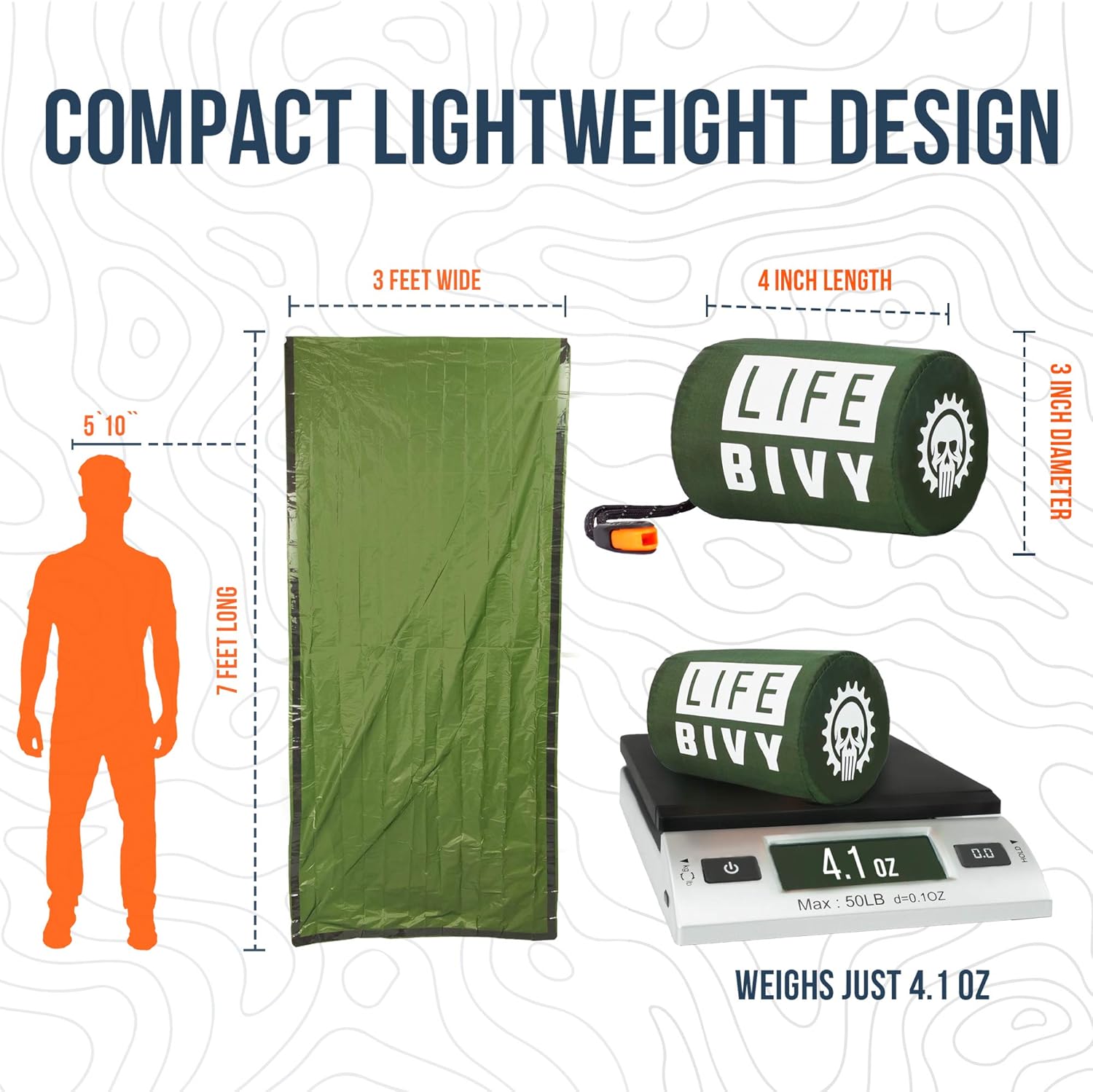 Life Bivy Emergency Sleeping Bag Thermal Bivvy - Use as Emergency Bivy Sack, Survival Sleeping Bag, Mylar Emergency Blanket - Includes Stuff Sack with Survival Whistle + Paracord String (Green) : Sports & Outdoors