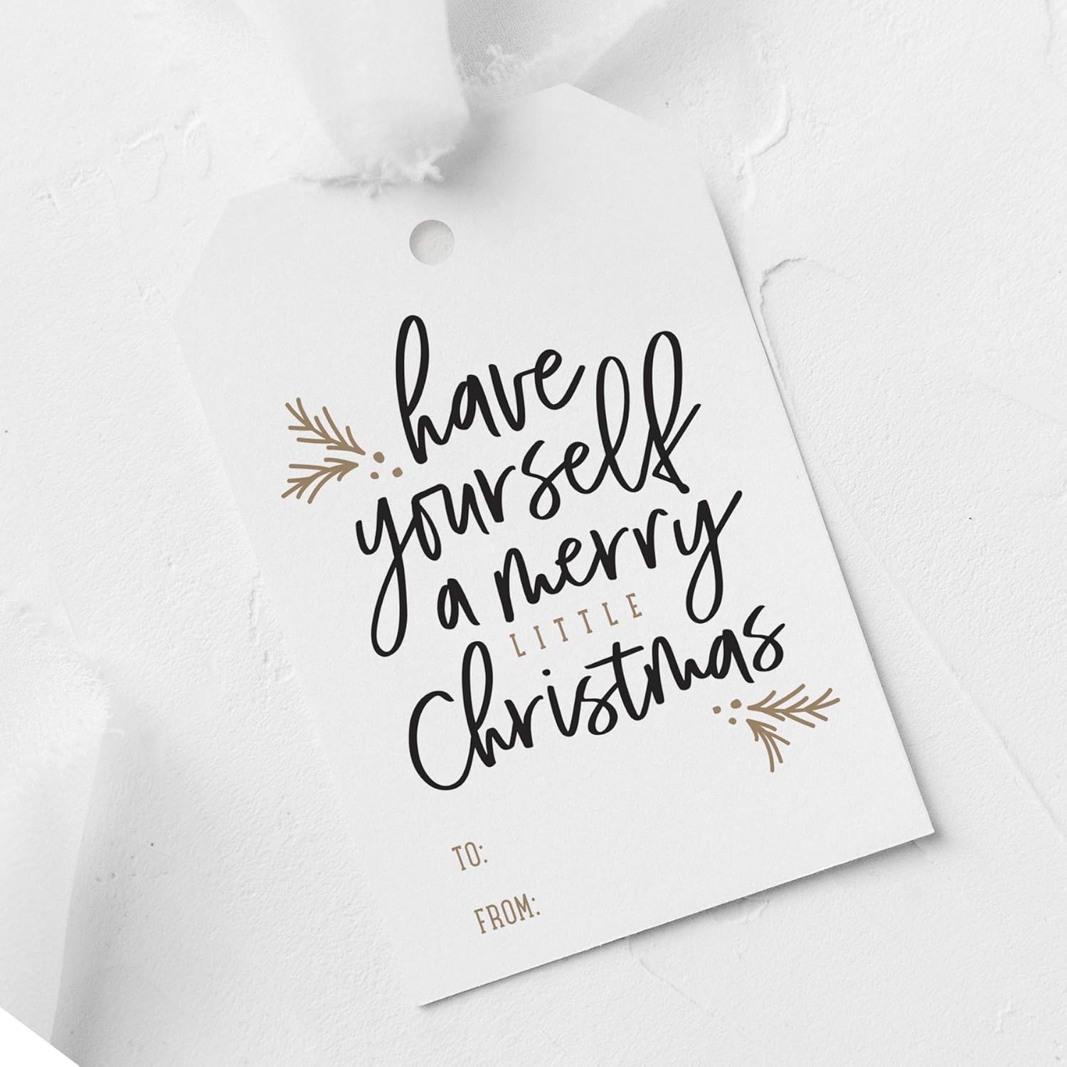 Bliss Collections Merry Little Christmas Tags, Pack of 50, Gold and Black, Holiday ’Tis The Season Events, Parties and Celebrations - Great for Seasonal Favors: Health & Personal Care