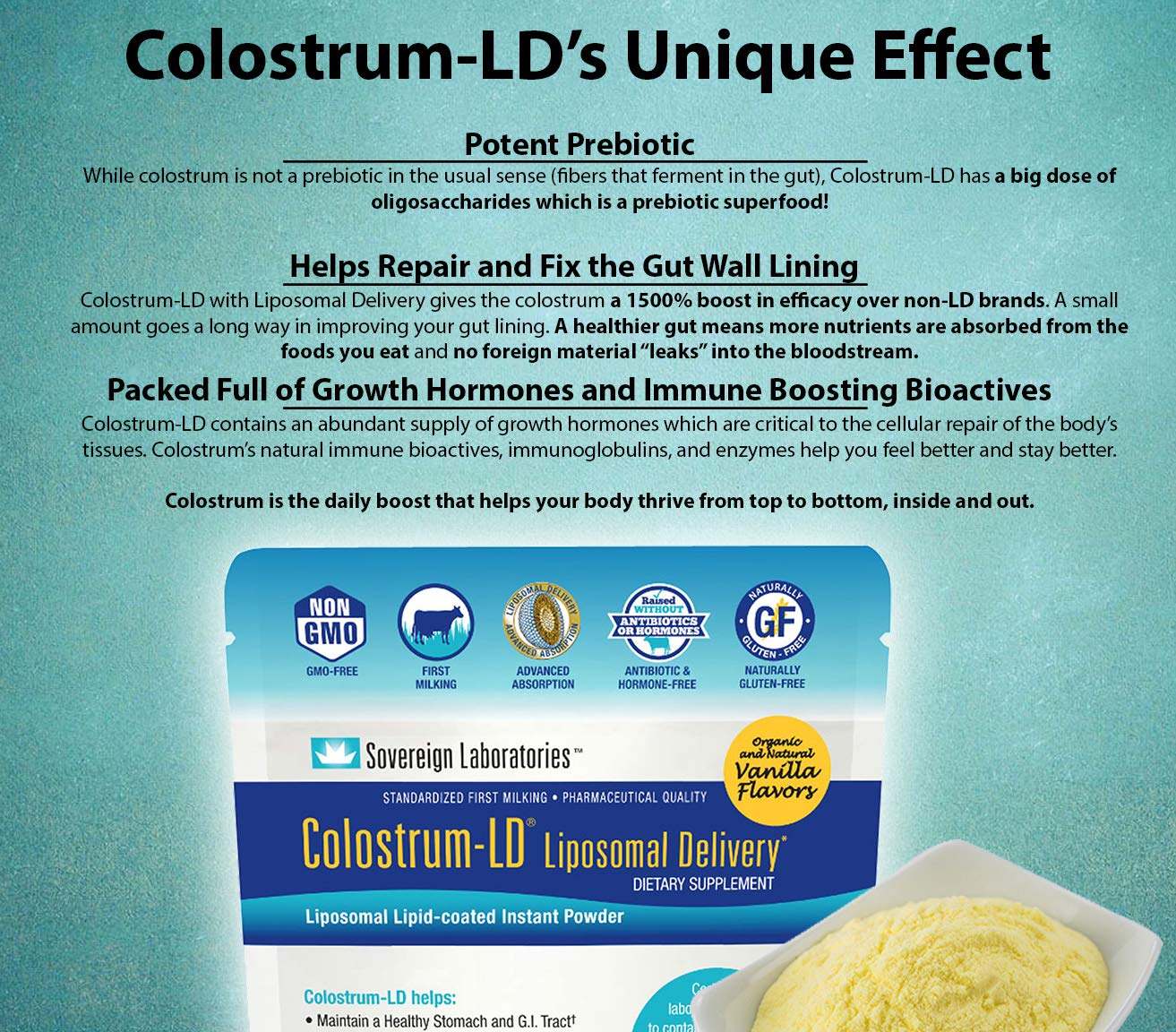Shelf Stable Pre and Probiotic - Liposomal Colostrum Enhanced. Stomach Pain Relief,  Suppresses Bad Bacteria. Lets Beneficial Strains Colonize, Improve Gut Health, Designed For Adult Women and Men