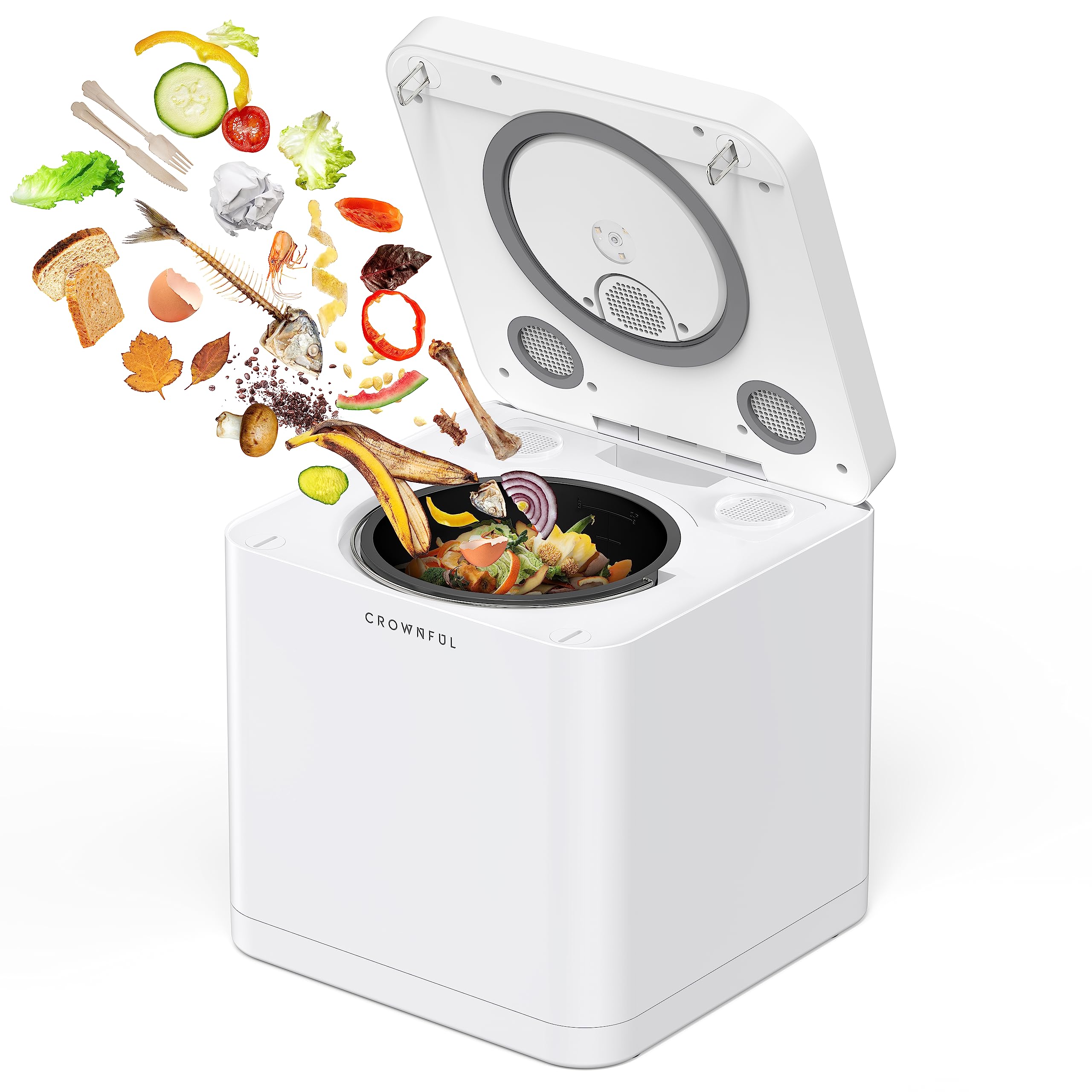 Counter Composter Mua CROWNFUL Smart Waste Kitchen Composter with 3.3L Capacity, Turning ...
