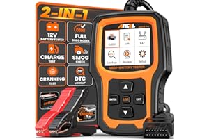ANCEL AD410 PRO OBD2 Scanner and Battery Tester, 2-in-1 Car Diagnostic Tool, Check Engine Light, EVAP Test, Live Data, 12V Battery Analyzer with Cranking & Charging System Test for Car Motorcycle