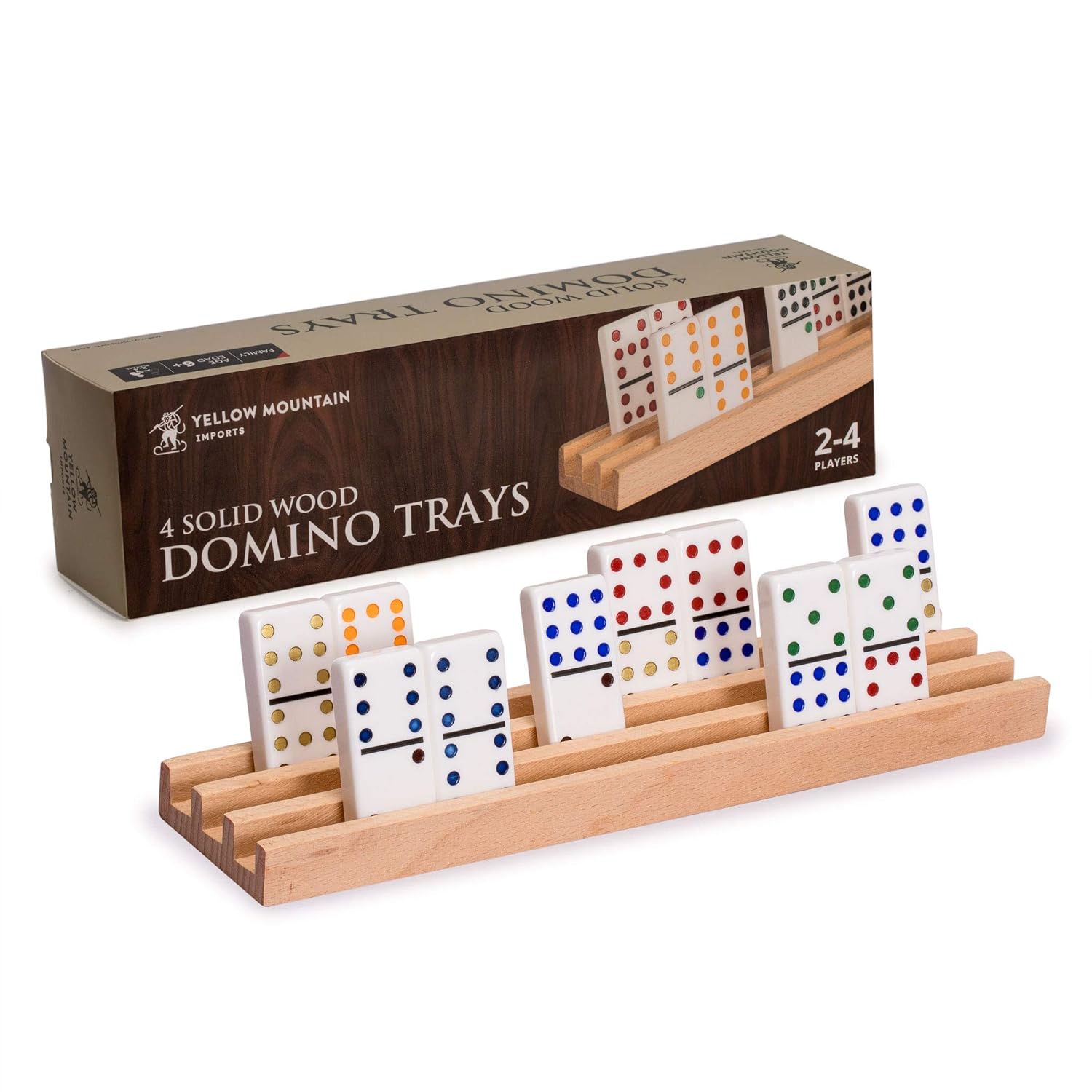 Premium Beech Wood Domino Racks/Trays Set of 4, Perfect for Dominoes