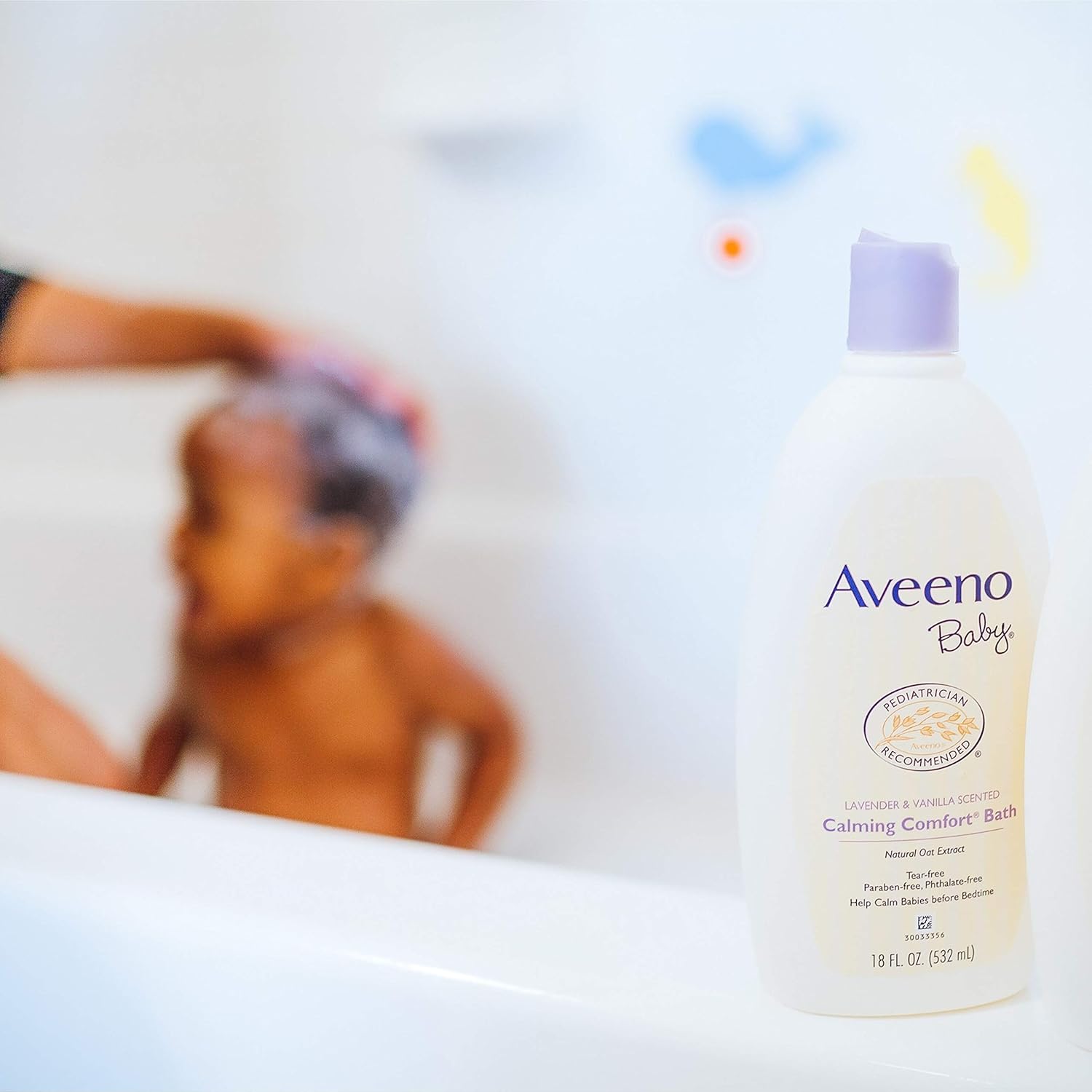 Aveeno Baby Calming Comfort Bath with Relaxing Lavender & Vanilla Scents, Hypoallergenic & Tear-Free Formula, Paraben- & Phthalate-Free, 18 Fl Oz (Pack of 1): Health & Personal Care