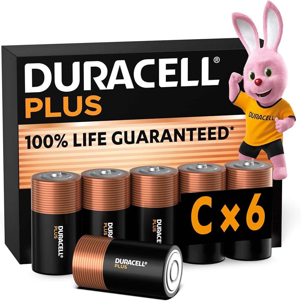 Duracell Plus C Batteries 6 Pack MN1400 - 1.5V Alkaline - 10-Year Life
