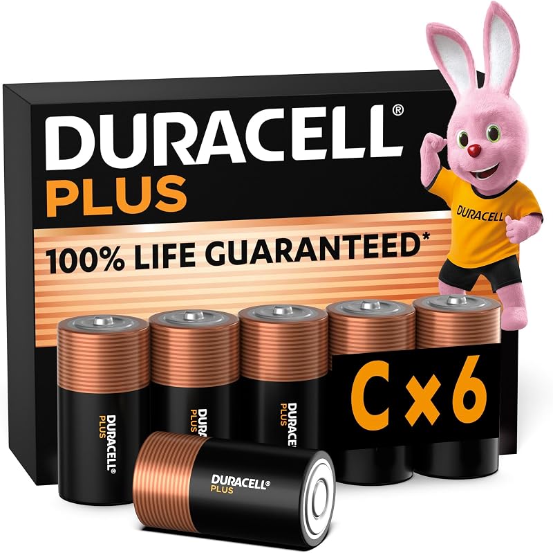 Duracell Plus C Batteries 6 Pack MN1400 - 1.5V Alkaline - 10-Year Life