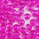 YHYPOCI 100pcs 12mm Acrylic Crystal Beads, Faceted Rondelle Acrylic Spacer Beads for Wind Chimes Bracelet Necklace Earring Keychain Jewelry Making DIY Crafts(Rose Red)