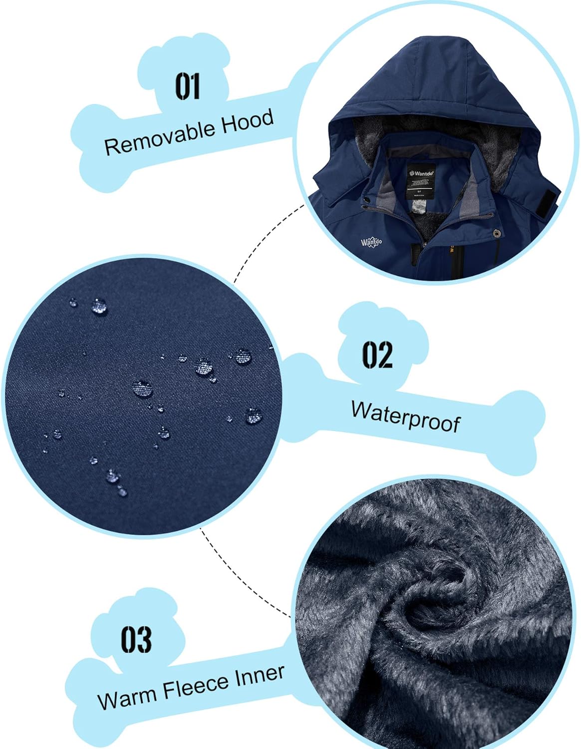 Wantdo Boy's Waterproof Ski Jacket Mountain Fleece Snow Coat Thicken Winter Coats Hooded Raincoats: Clothing