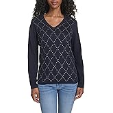 Tommy Hilfiger Womens Long Sleeve V-Neck Hotfix Cotton Sweater