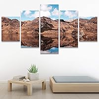 SIGNWIN 5 Panel Canvas Wall Art Modern Art Dramatic Farmhouse/Country Mountain Multicolor Nature Photography for Home Decorations Ready to Hang - 60