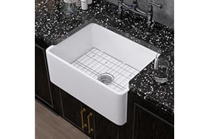 ﻿Miuara Farmhouse Sink 24 Inch - Small Apron Front Undermount Kitchen Sink Reversible 24"x18"x10", Farm House Style Single Bowl, Heavy Duty Solid Fireclay, Glossy White, for Kitchen & Laundry