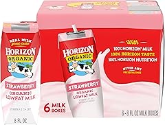 Horizon Organic Shelf Stable 1% Lowfat Strawberry Milk Boxes, 8 fl oz, 6 Count - 8g Protein per Serving, USDA Organic UHT fro