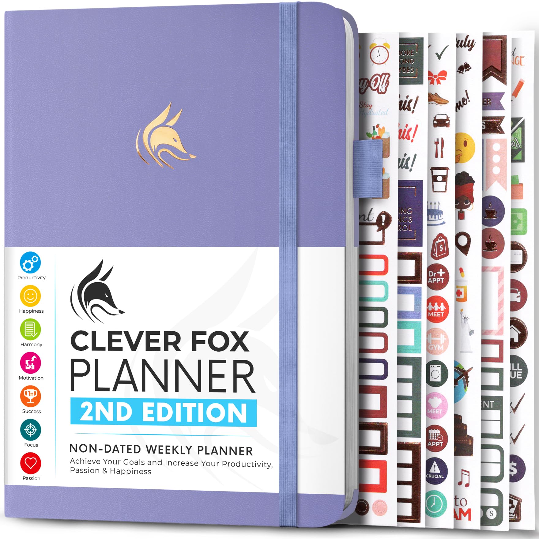 Photo 1 of Clever Fox Planner 2nd Edition – Colorful Weekly & Monthly Goal Planner, Time Management & Productivity Organizer, Undated, A5 (Lavender)