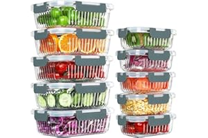 KOMUEE 10 Packs Glass Meal Prep Containers with Lids, Glass Food Storage Containers Set, Airtight Lunch Containers, Microwave, Oven, Freezer and Dishwasher Friendly, Gray