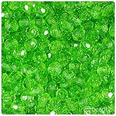 BeadTin Lime Transparent 8mm Faceted Round Plastic Craft Beads (450pcs)