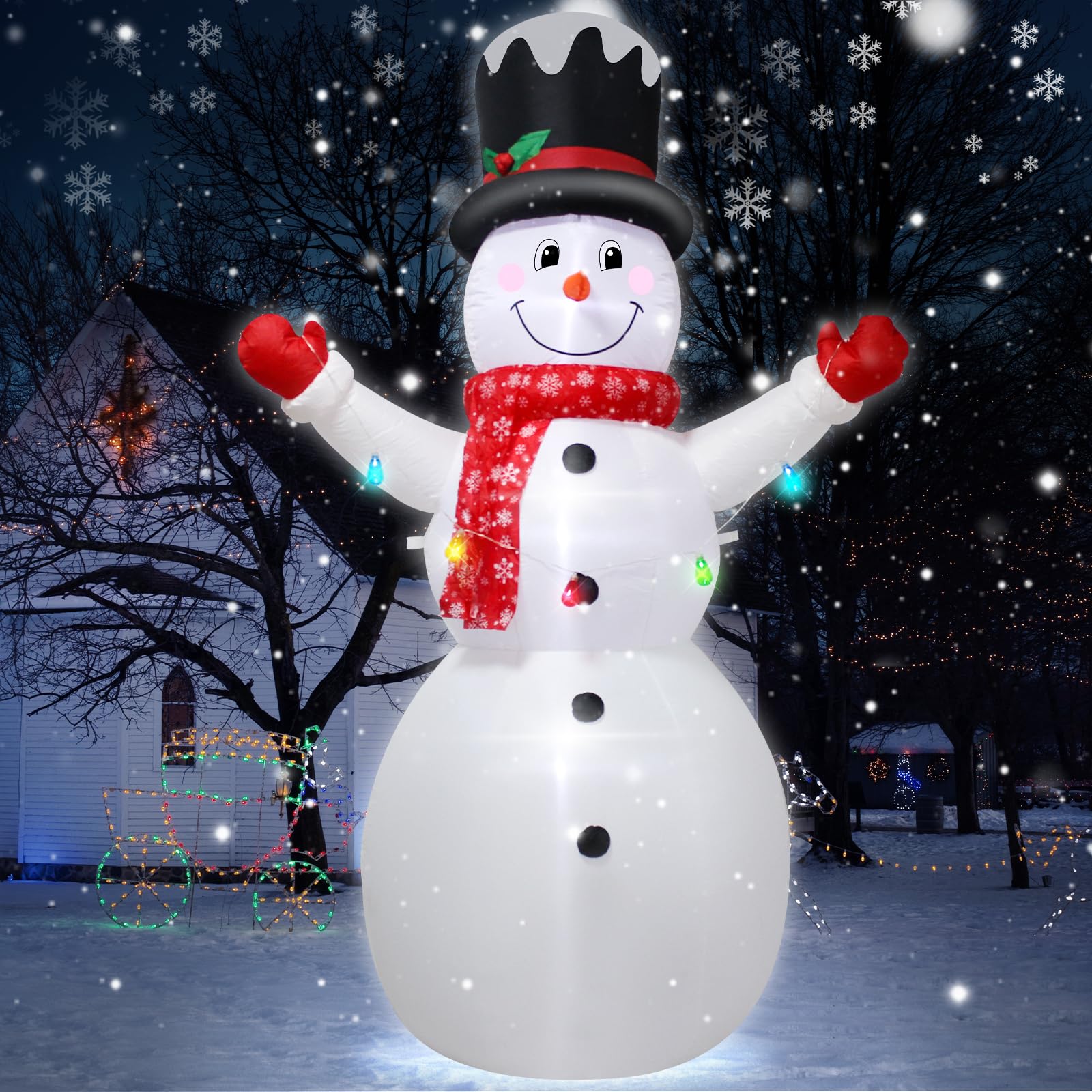 8FT Christmas Snowman Inflatable Decoration with LED Lights, Christmas