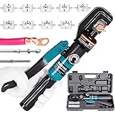 10 Ton Hydraulic Battery Cable Crimper &ndash; Single-Hand Return, 9 Hex Dies for 12-2/0 AWG, 180&deg; Rotating Head, Pro Terminal Tool for Car/RV/Marine Power