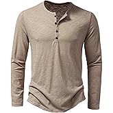 PARKLEES Men's Casual Front Placket Basic Long Sleeve Henley Shirt Muscle Workout Athletic Tee Tops