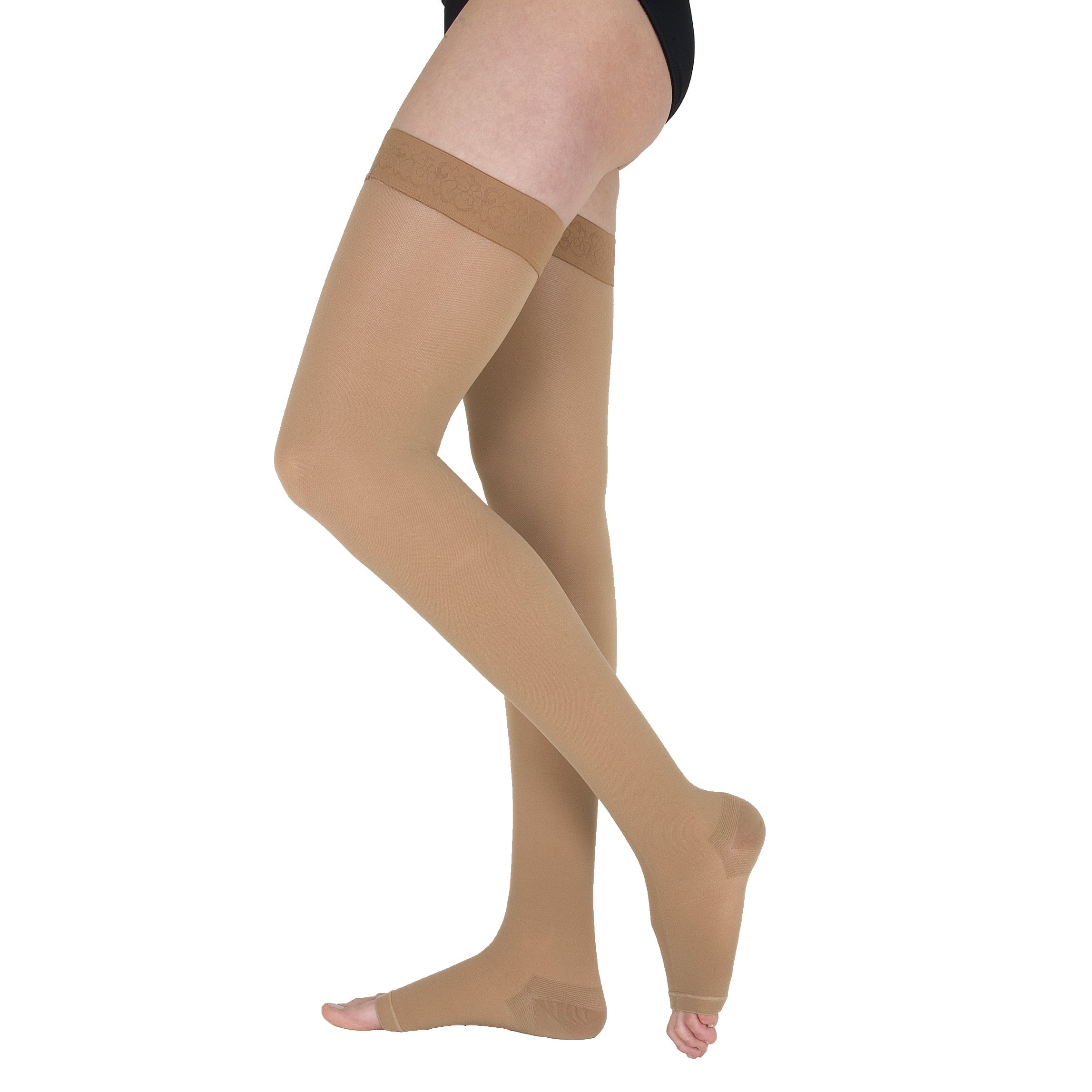 BelaVen AG61604 Thigh Stockings, Class I, Open Toe, Pack of 1