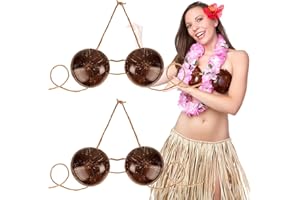 HOLYMAJI Hawaiian Coconut Bra With Cord - Novelty Shell Bikini Top for Adult Luau Party
