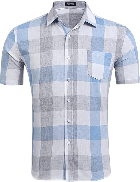Amazon メンズシャツ 半袖 クーファンディ Coofandy シャツ メンズ チェック おしゃれ 17春夏 綿高率 薄手 ボタンダウン 大きいサイズ コーデ デザイン カジュアル ビジネス 快適 M 2xl レッド ブルー ネイビー シャツ 通販