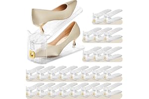 MOVDEET 24 Pack Shoe Slots Organizer for Closet, Adjustable Shoe Stackers for a Pair of Shoes Shoe Rack Storage Shoe Space Saver 50% Shoe Shelf Display Holder for Closet