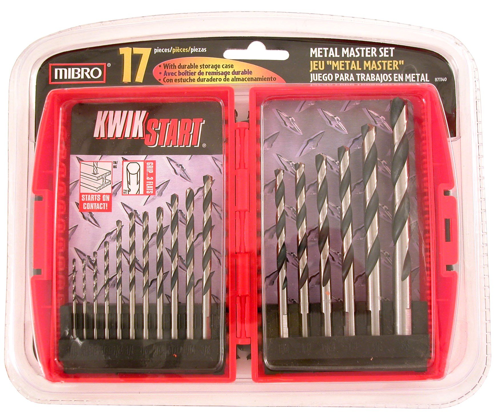 MIBRO 871140 High Speed Steel All-Purpose Drill Bit Set, 17 Pieces