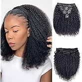 CindiRiver Curly Clip in Hair Extensions,Real Human Hair Afro Kinky Curly Clip in Hair Extensions for Women,Remy Human Curly Clip ins Human Hair 8 Pcs with 20 Clips,14 inch