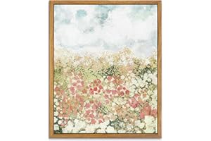KBKBART Framed Wall Art for Bedroom Decor, Vintage Spring Flower Pictures Decor Aesthetic, Farmhouse Wall Decor Meadow Floral Bathroom Canvas Oil Painting, Desk Shelf Decor, Canvas Wall Art Summer Room Decor, Gifts for Friends or Family(8"x10")