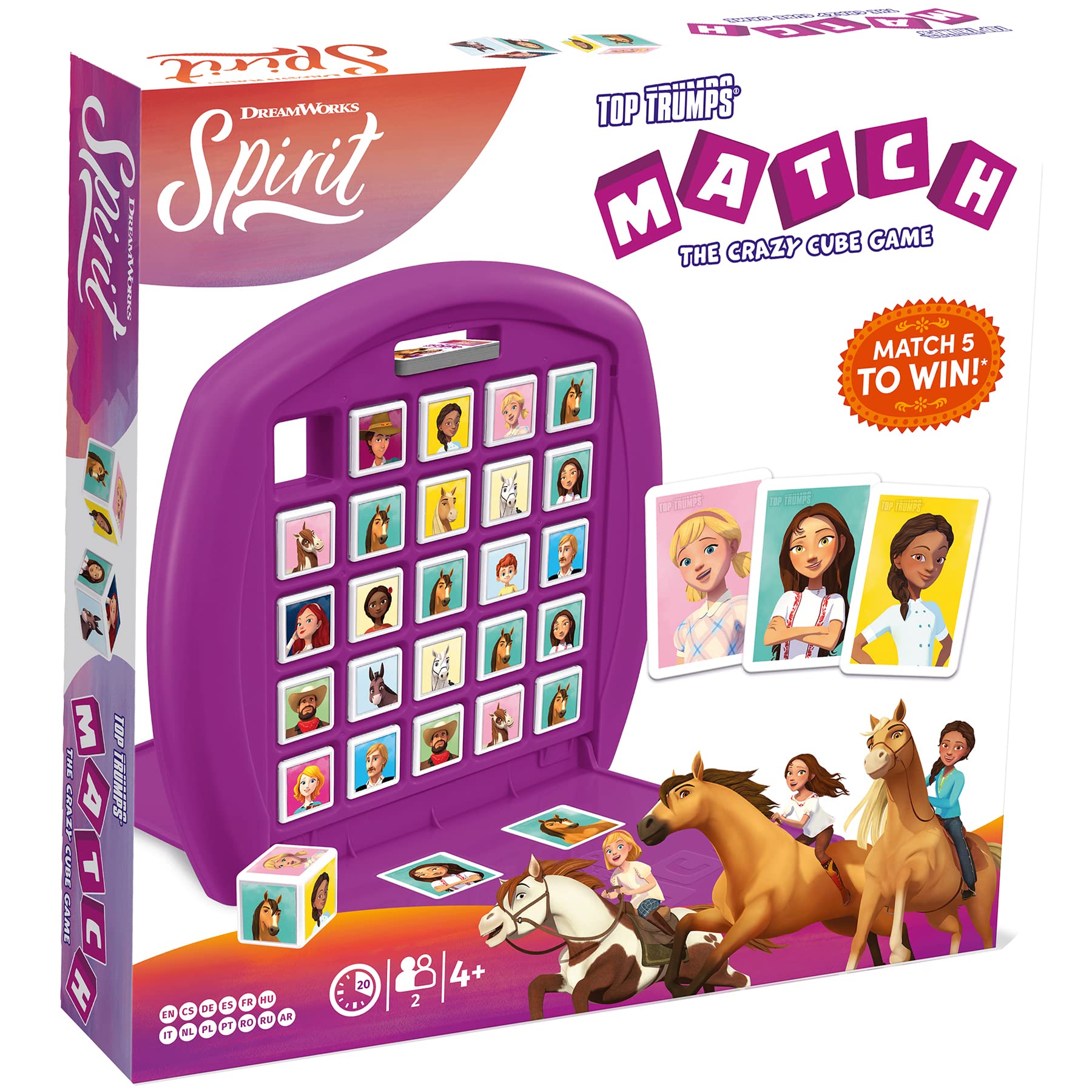 Top Trumps Spirit Match The Crazy Cube Game, play with 15 of your favourite characters including Pru, Abigail, Lucky and Boomerang, great travel board game, gift and toy for Boys and Girls Aged 4.
