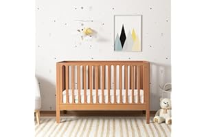 Newton Baby Galileo Standard Crib, Solid Beech Wood in Chestnut Color, 3-in-1 Convertible Crib with Toddler Bed Conversion Kit, Baby-Safe Finish