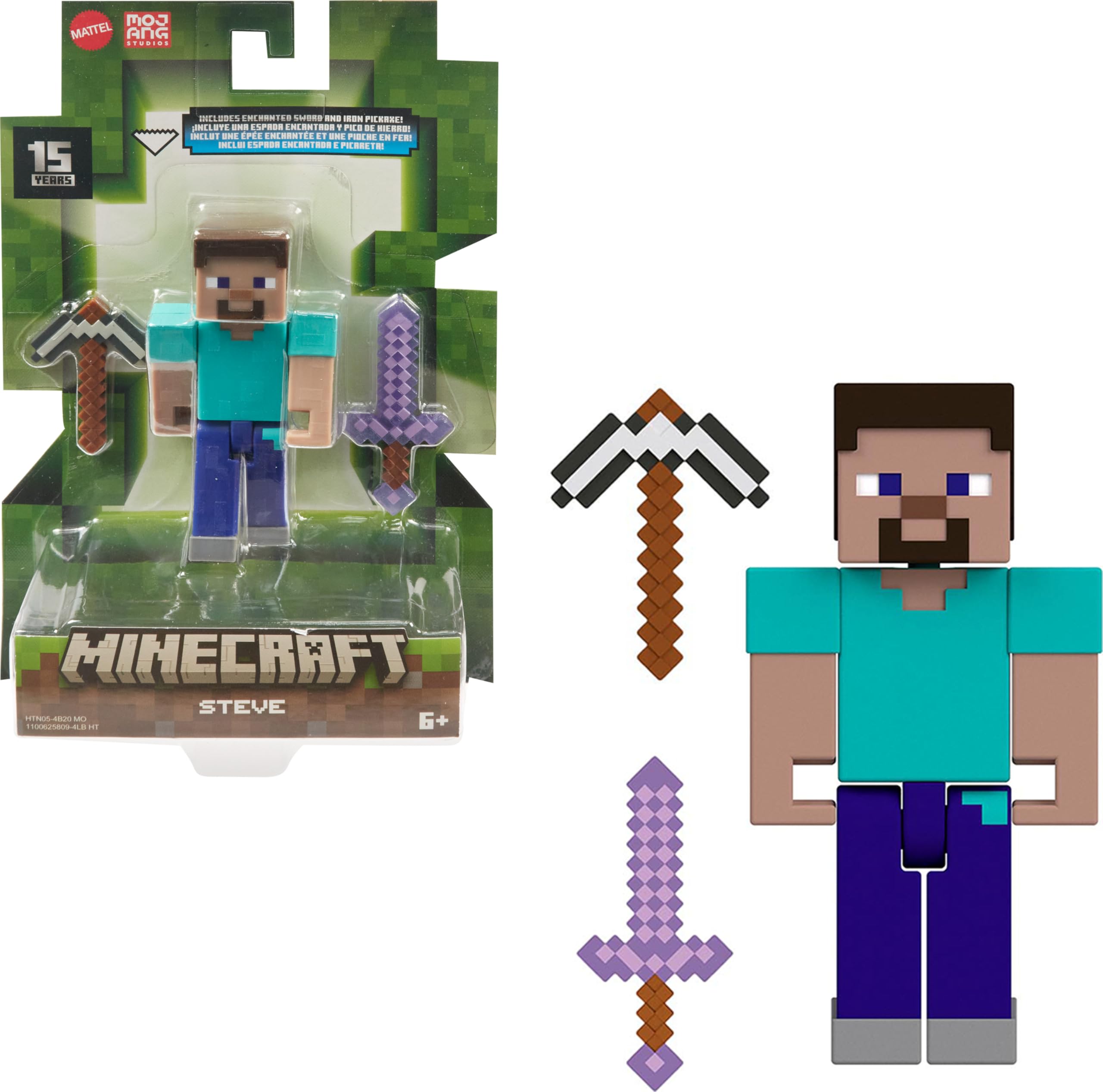 Minecraft Action Figures & Accessories Collection, 3.25-in Scale with Pixelated Design (Characters May Vary), HTN05