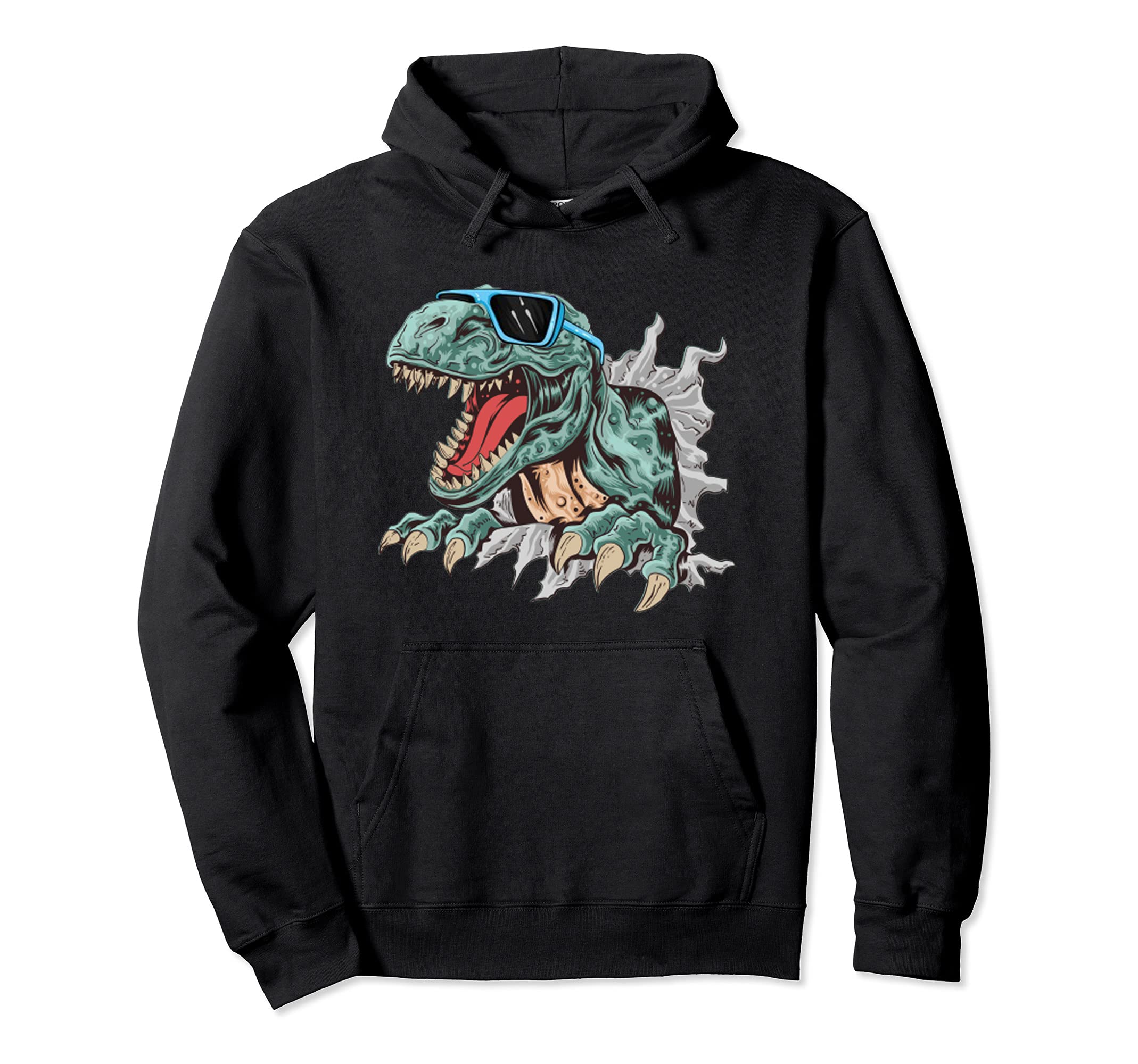 Dinosaur with Glasses T-rex Dinosaur Pullover Hoodie