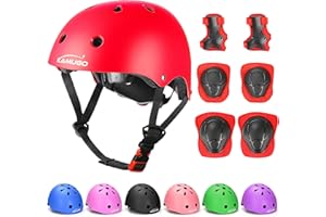 KAMUGO Kids Adjustable Helmet, with Sports Protective Gear Set Knee Elbow Wrist Pads for Toddler Age 2-8 Boys Girls, Bike Skateboard Hoverboard Scooter Rollerblading Helmet Set