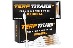 TERP TITANS TerpTitans Original – Bamboo Cotton Swabs | Dual-Tip: Spiral for Maximum Absorption & Fine Point for Pinpoint Precision | Extra Strong, Lint-Free | 200 Count Box