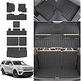 Thinzyou Floor Mats Compatible with 2018-2024 Ford Expedition (Not for Max Models) Cargo Mat Cargo Liner TPE 2023 Expedition 7 Seats Accessories (Trunk Mat+Backrest Mats+Floor Mats)