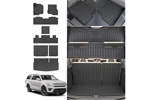Thinzyou Floor Mats Compatible with 2018-2025 Ford Expedition (Not for Max Models) Cargo Mat Cargo Liner TPE 2024 Expedition 7 Seats Accessories (Trunk Mat+Backrest Mats+Floor Mats)