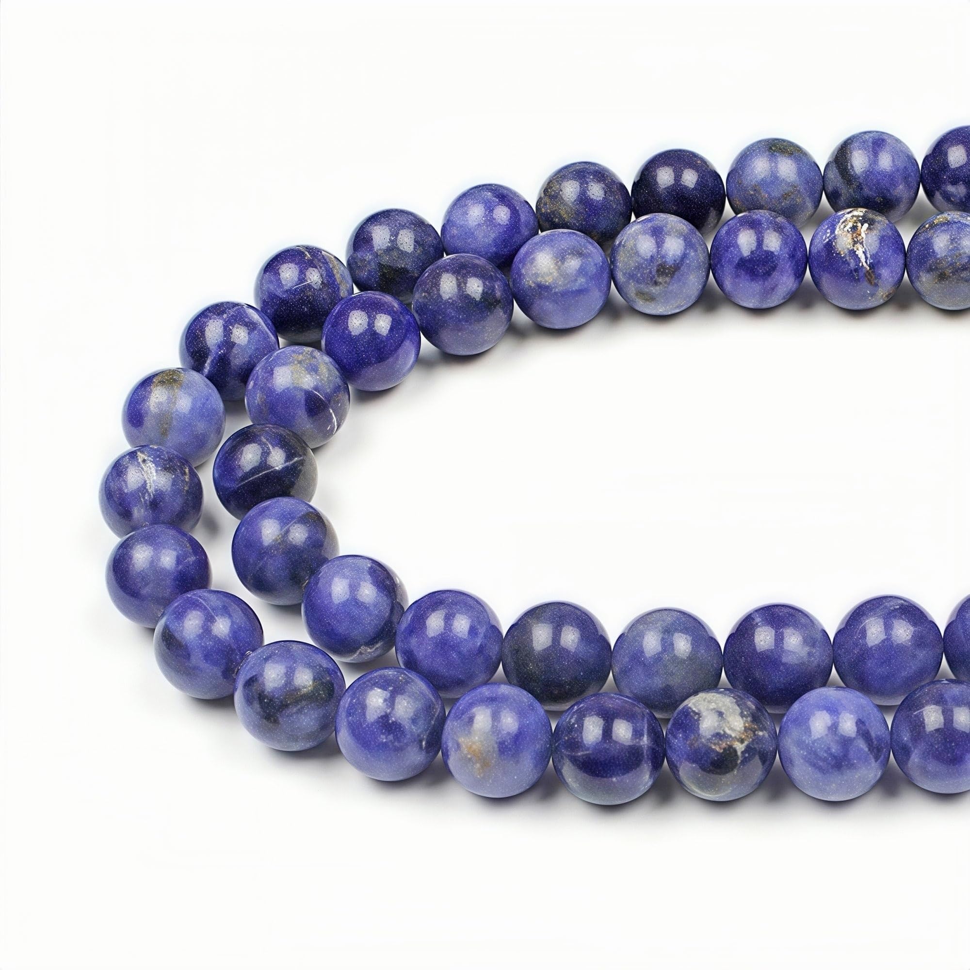 MJDCB Natural Round Stone Beads 10mm Sodalite Loose Gemstone Beads for Jewelry Making Bracelet Necklace 35pcs