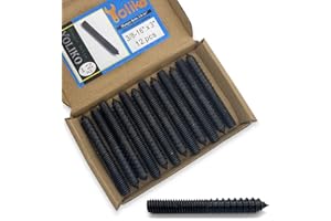 Yoliko 12 Pack 3/8-16 x 3 Inch Black Hanger Bolts 3/8-16" Double Headed Bolts 3/8 Wood Dowel Screw Self-Tapping Screw Hanger 