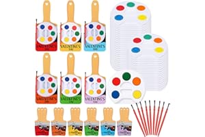 Sabary 24 Pack Bulk Valentines Day Gifts Include Painting Valentines Day Card Watercolor Mini Paint Set with Seal Bags and Sheets Glue Points for Gift Party Favors