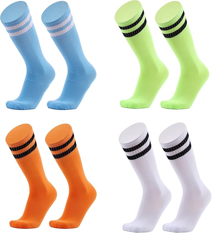 VWU 4 Pack Unisex Children Knee High Double Stripes