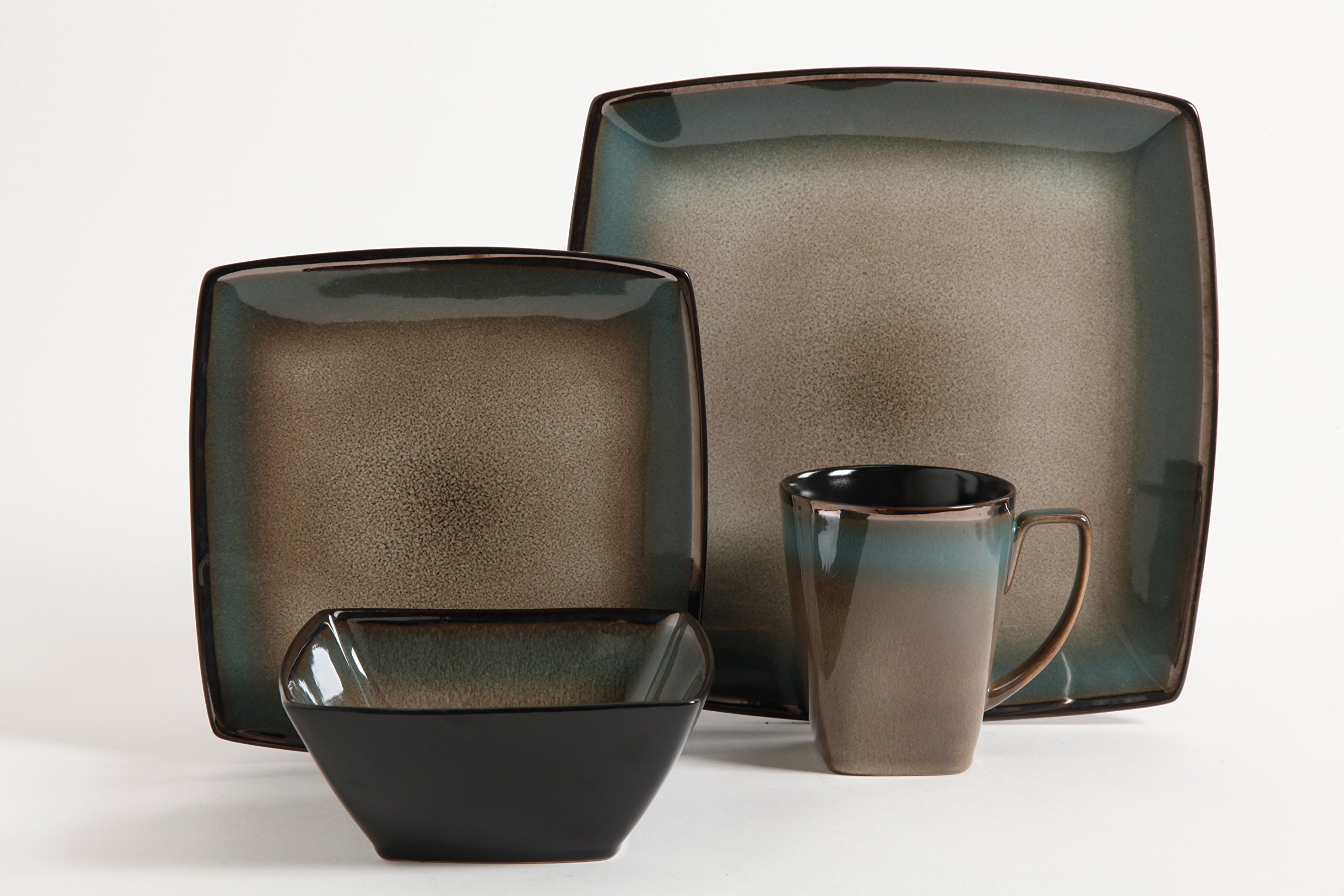 Gibson Elite 101859.16RM Tequesta 16Piece Square Dinnerware Set, Taupe